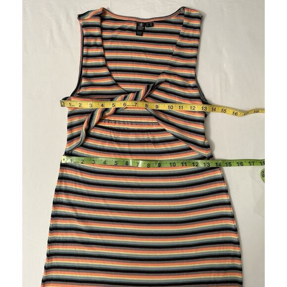 Volcom Lil Knit Twist Striped Dress Size S Cut Out Beachy Resort Lounge Casual - Picture 5 of 8
